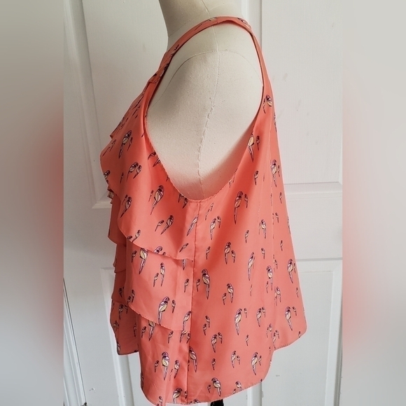 Attention Halter top Layered Blouse Graphic Parrot Print Size XL - Picture 3 of 6